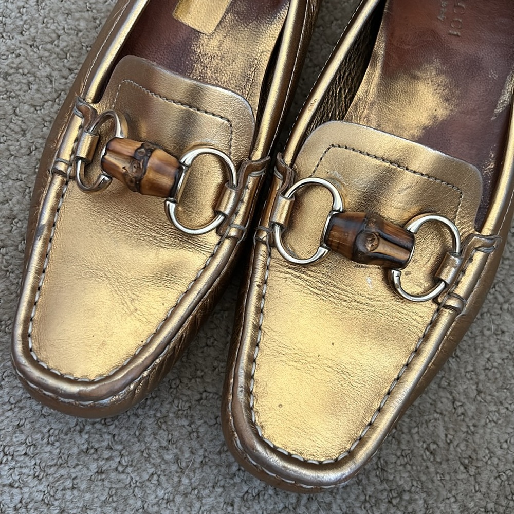 Gucci Bronze Metallic Bamboo Drivers 7 - Picture 5 of 10